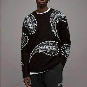 All Saints Woodblock Paisley Crew Sweater
